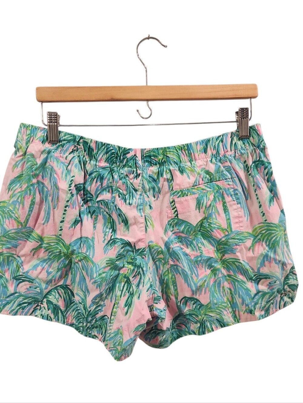 Lilly Pulitzer Palm Tree Print Shorts Medium Pink Green Tropical Resort Preppy - Picture 5 of 5